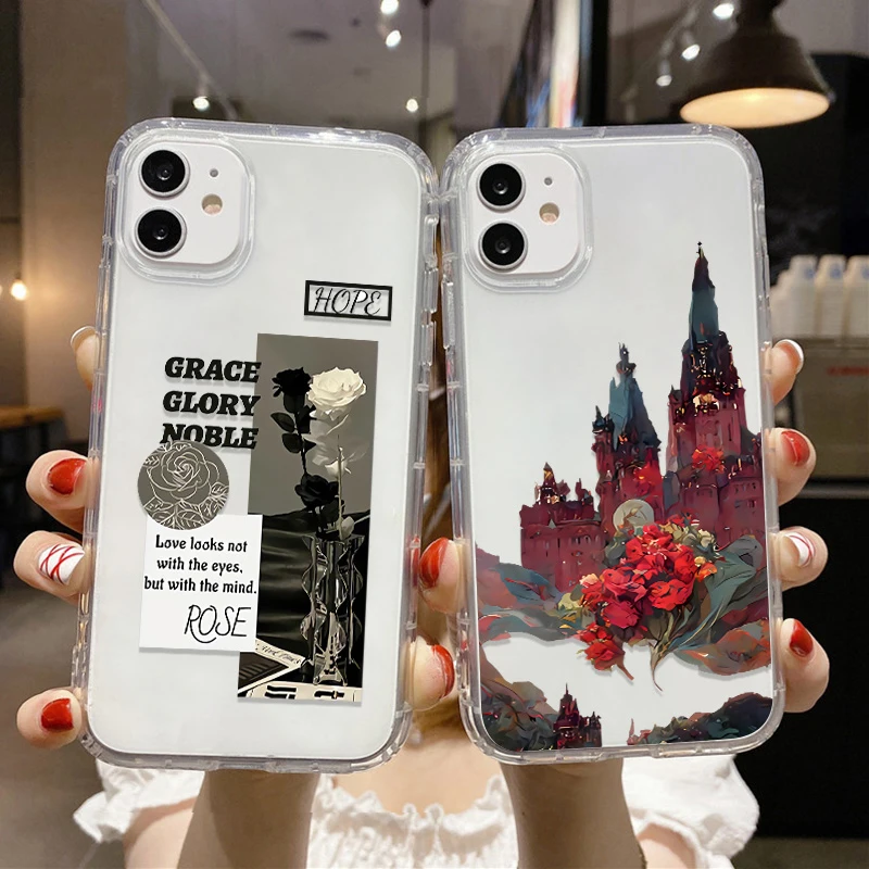 Прозрачные чехлы с фруктами и вишней для iPhone 13 Pro Max чехол 15 14 11 12 16 X XS XR 7 8 Plus SE 2022