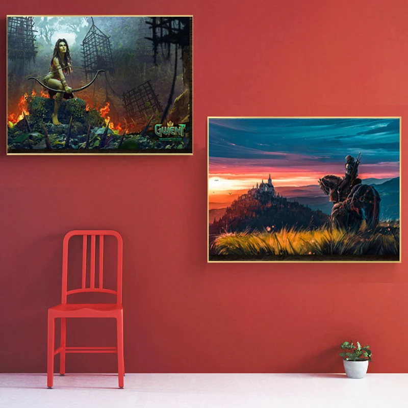 

Hot Selling Wizard Warrior Poster Game Poster Prints Mural Art Living Room Bedroom Decor Vintage Room Decor Anime Wall Art