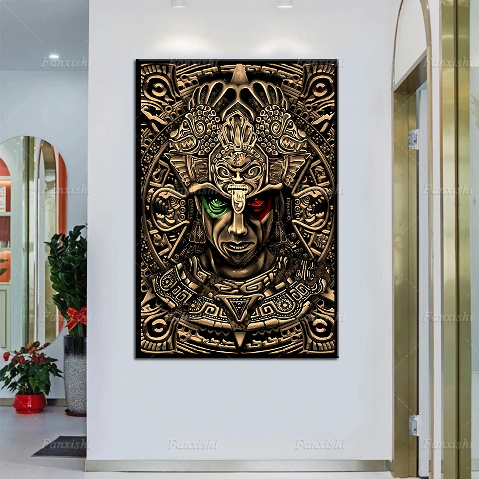 

Aztec Mexico Vintage Poster Gift Painting Posters and Prints Wall Art Canvas Modular Pictures for Living Room Home Decor Cuadros