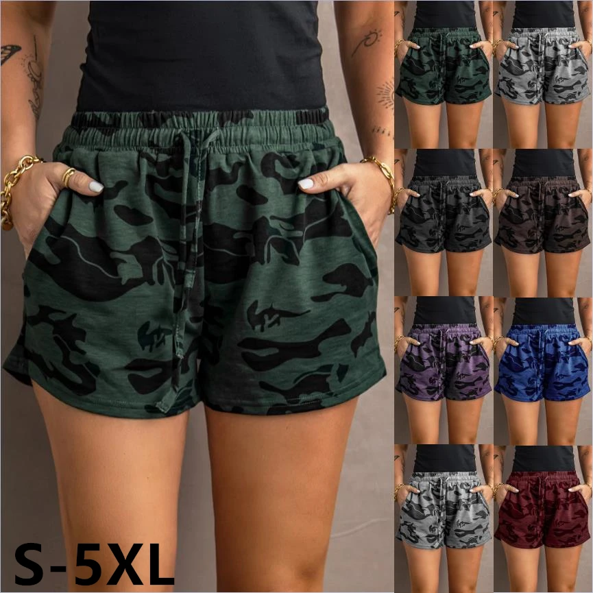 

Shorts women high waist Casual Shorts Women Summer New High Waist Elastic Waist Loose Wide Leg Pants