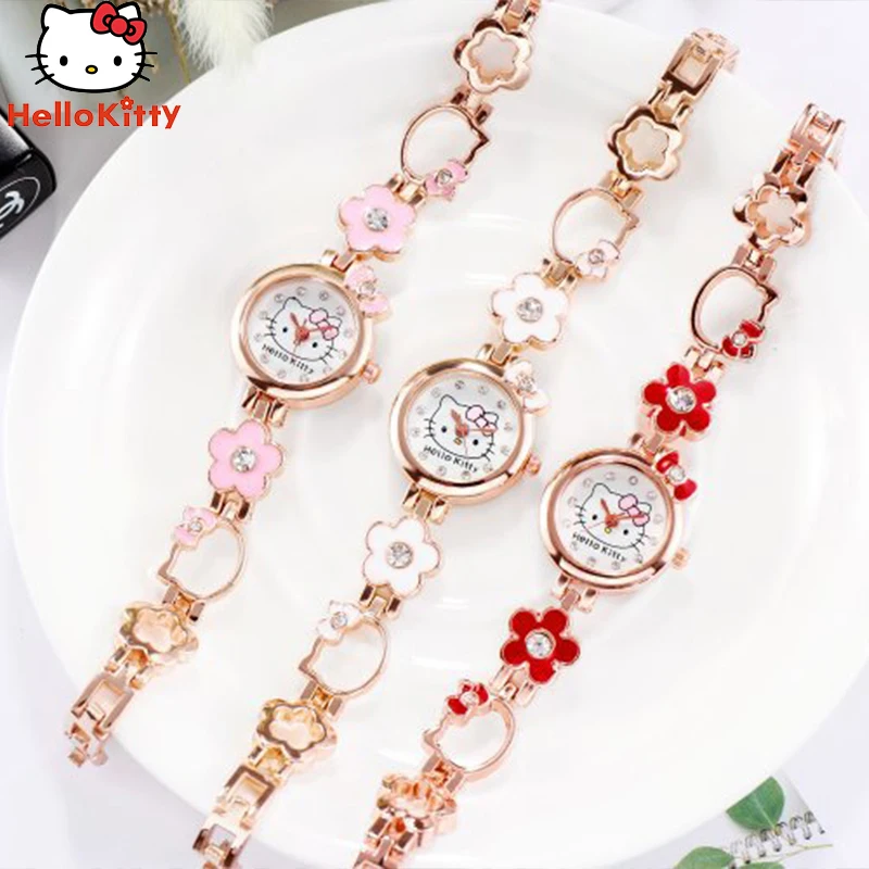

2022 New Hello Kitty Watch Sanrio Anime Kawaii Korean Version Student Simple Cute Quartz Electronic Watch Girls Holiday Gift
