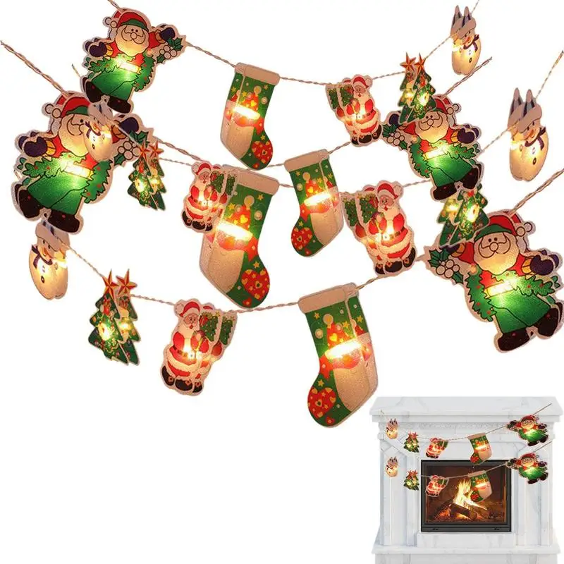 

Christmas String Lights LED Santa Claus String Lights Battery Powered Christmas Lights For Patio Window Curtain