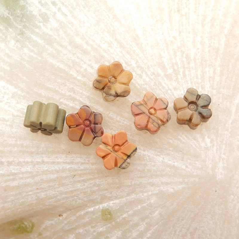 

6pcsWholesale gemstone,Natural Gems Multi-Color Picasso jasper Hand Custom Charms Cabochon6x4mm2.5g