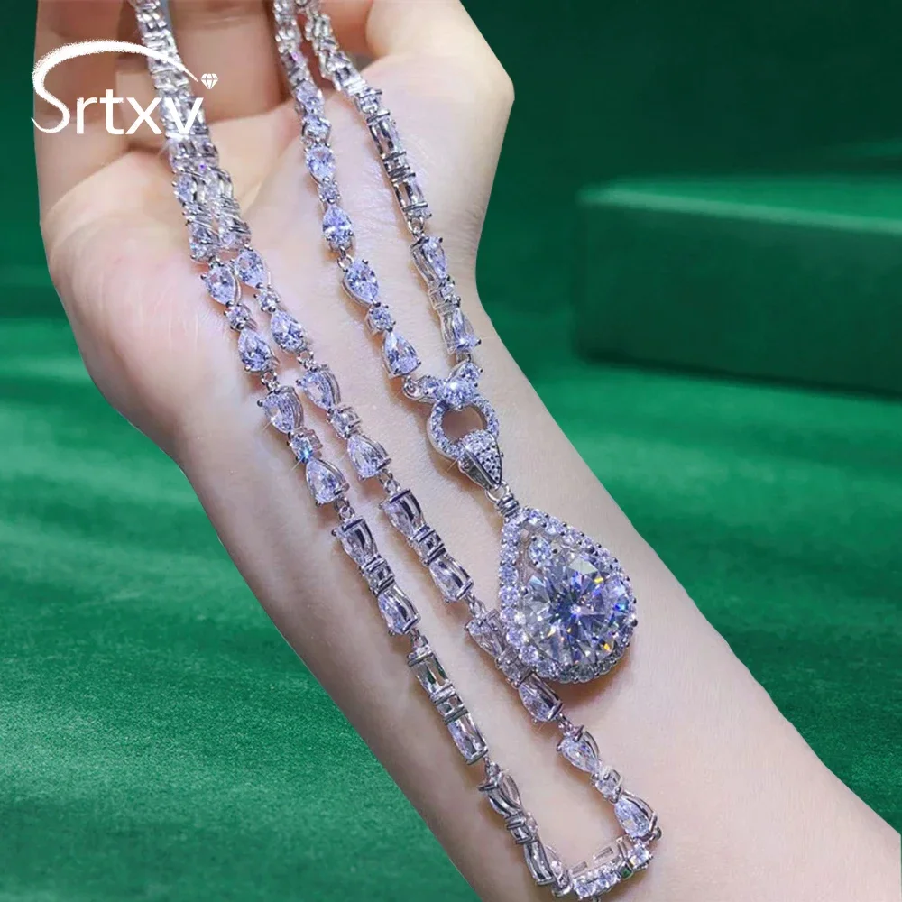 10CT Муассанит Кулон Циркон Ожерелье D Цвет S925 Серебряная Цепочка Покрытие