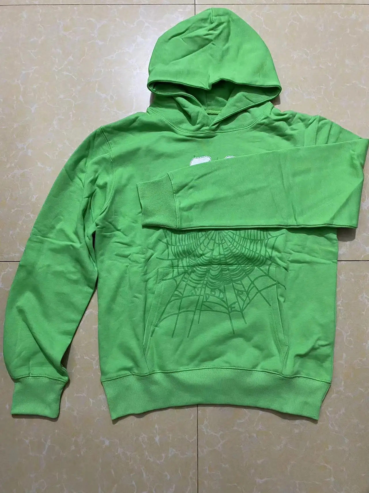 

2023SS New Hip Hop Hoodies Men Women Top Version Multicolor Spiderweb Oversize Hooded Sweatshirts Green S-XL