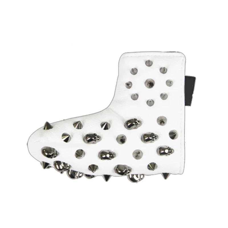 

Golf Putter Cover L-Shaped Rivet Skull Plus Thick Plush Waterproof Pu Fabric Magnetic Opening Design