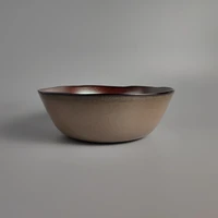 700ml ceramic tableware japanese retro metal texture household noodle bowl vegetable bowl red copper bowl