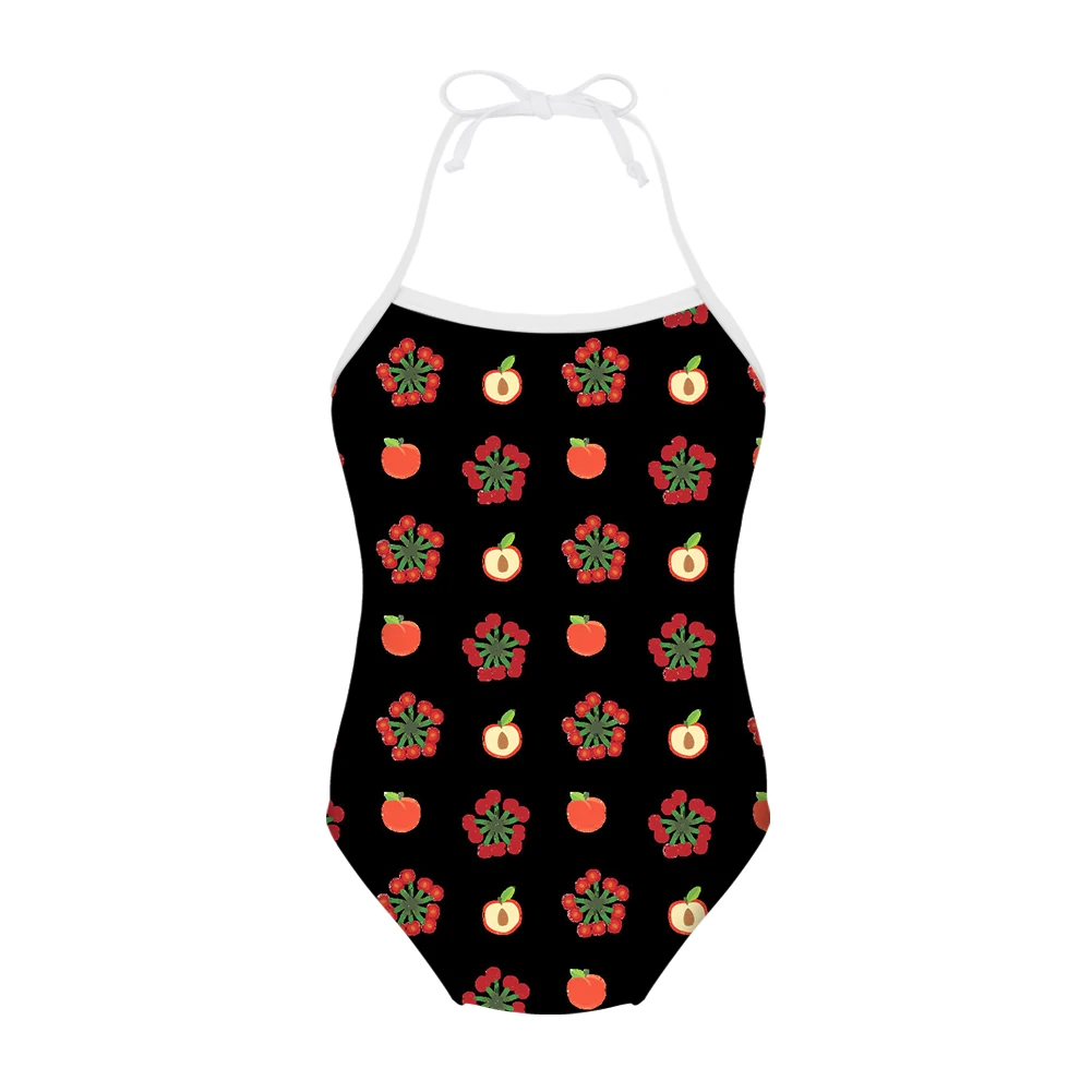 

Слитный купальник для маленьких девочек с цветочным принтом яблок, детский купальный костюм, детская летняя пляжная одежда для купания