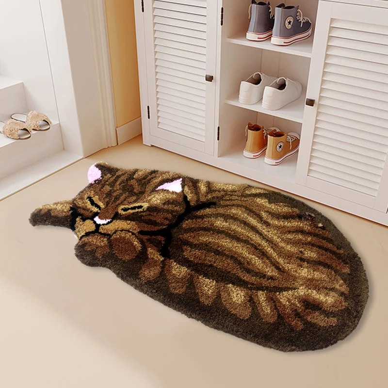 

Hot Sale Small Rug for Cat Carpet Cat Mat Gray Brown Cat Shape Rug 3D Rug for Cat Cute Rug Carpets for Living Room Rugs Carpet