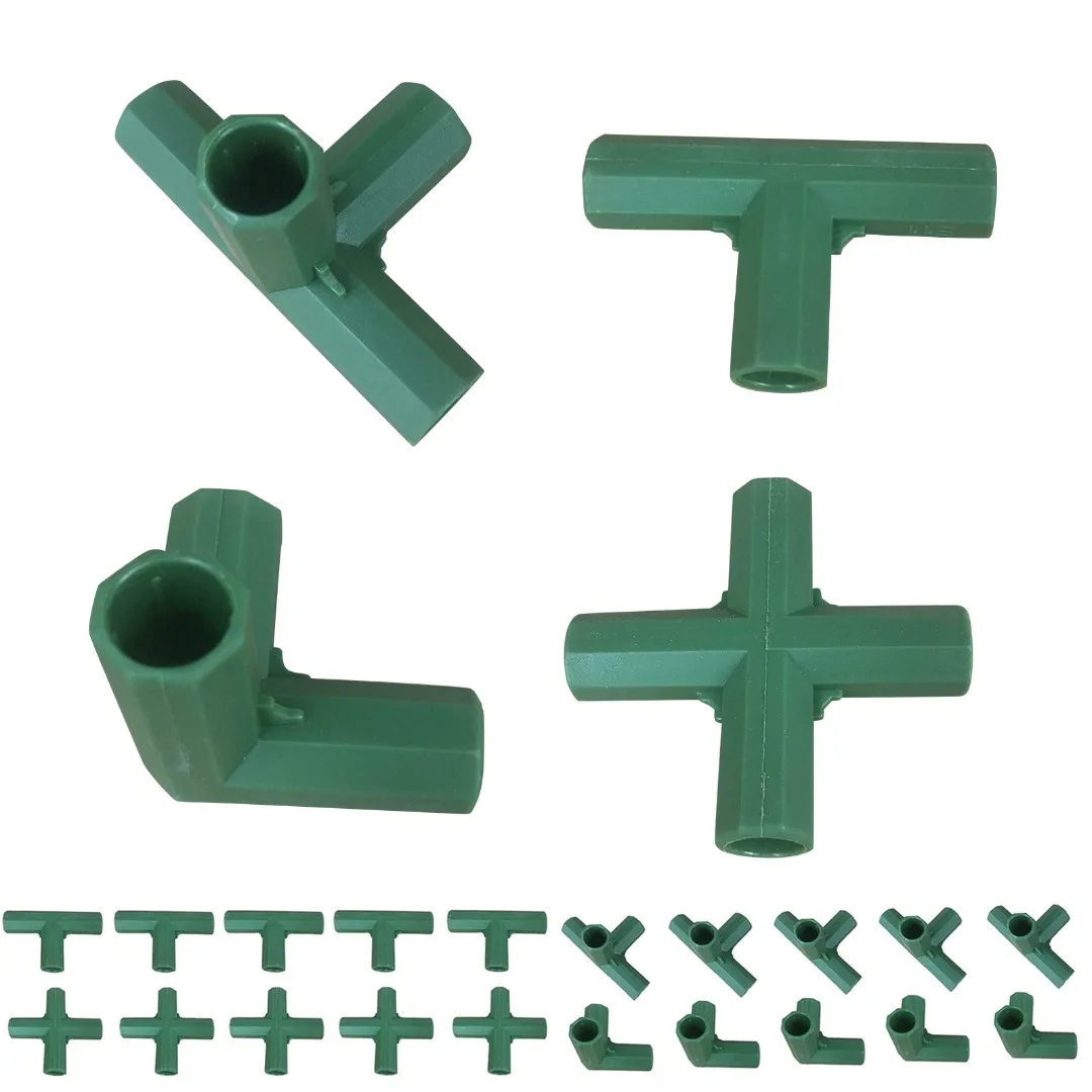 

20 Pcs Green Plastic Garden Plant Awning Climbing Plants Awning Pipe Pole Joints Greenhouse Frame Connector Bracket Part Tools