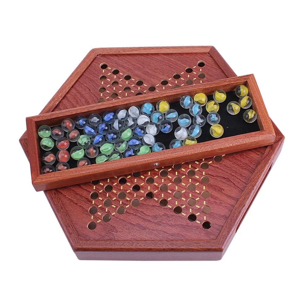 

1 Set Traditional Educational Wooden Funny Checker Chinese Chequers Chinese Checkers