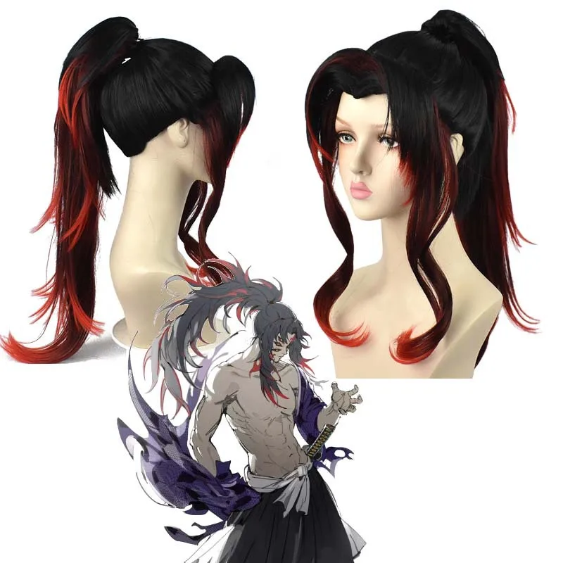 

Kokushibo Wig Black and red gradient Demon Slayer Men Hair Wigs halloween costumes Tsugikuni Michikatsu Wig anime Accessories