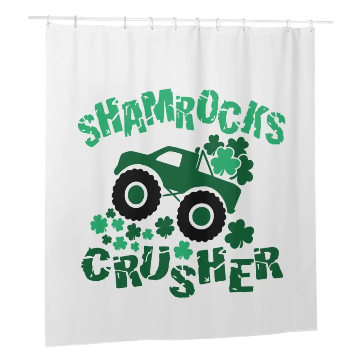 

St Patrick's Day Bathroom Shower Curtains Irish Car Lucky Green Bathing Screen Cloth Screen with 12 Hook