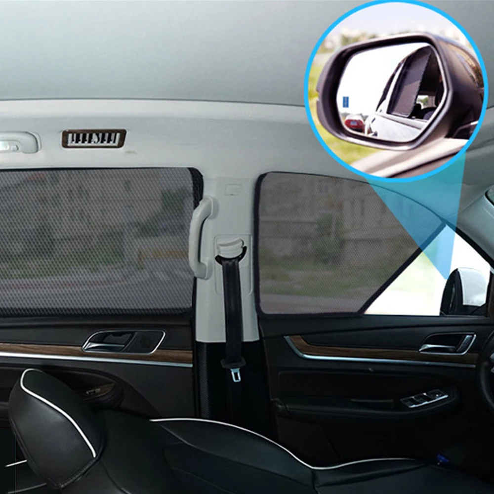 Фото Магнитные солнцезащитные шторки для Hyundai Santa Fe DM 2013-2018: на лобовое стекло, задние боковые окна, для защиты детей №3