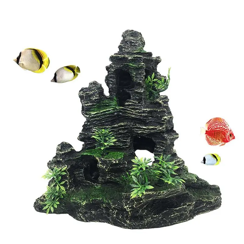 

Искусственное украшение из смолы, искусственная пещера и дерево, скала, прячущаяся пещера, Декор, аквариумная скальная пещера и аквариумная камня