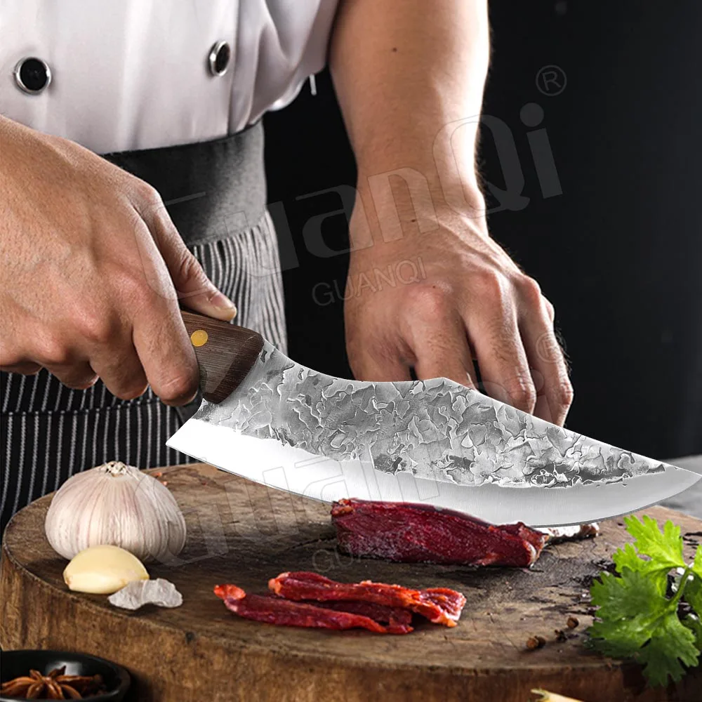 Нож шеф-повара ручной работы кованый китайский Кливер из высокоуглеродистой