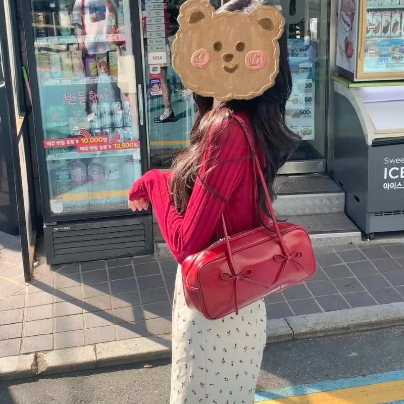 MBTI красная женская сумка через плечо винтажная модная повседневная элегантная с