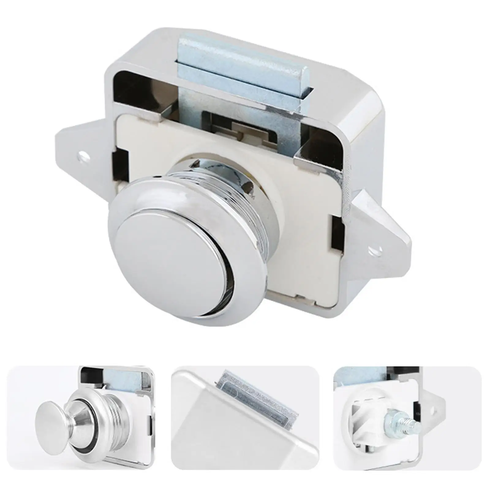 

10pcs Push Button Latches Cabinet Door Catch Lock For Caravan Motorhome Camper Bounce Lock Press Lock