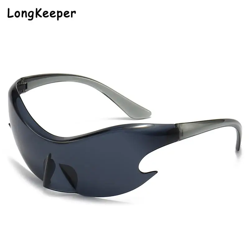 

2023 Fashion Rimless Y2K Rimless Sunglasses Women Men One Piece Goggles Sports Sun Glasses Female Eyewear Uv400 Oculos De Sol