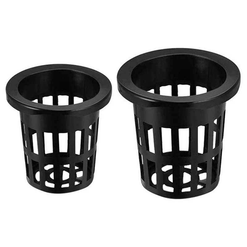 200 Pack Net Cups Slotted Mesh Wide Lip Filter Plant Net Pot Bucket Basket 2.36 Inch & 1.96 Inch