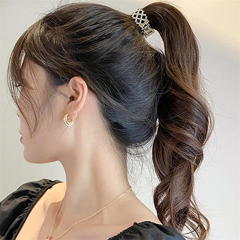 

New Pearl Rhinestone Hair Claws Girl High Ponytail Clip Fixed Hairpin Claw Clip Advanced Sense Hair Accessories Headwear