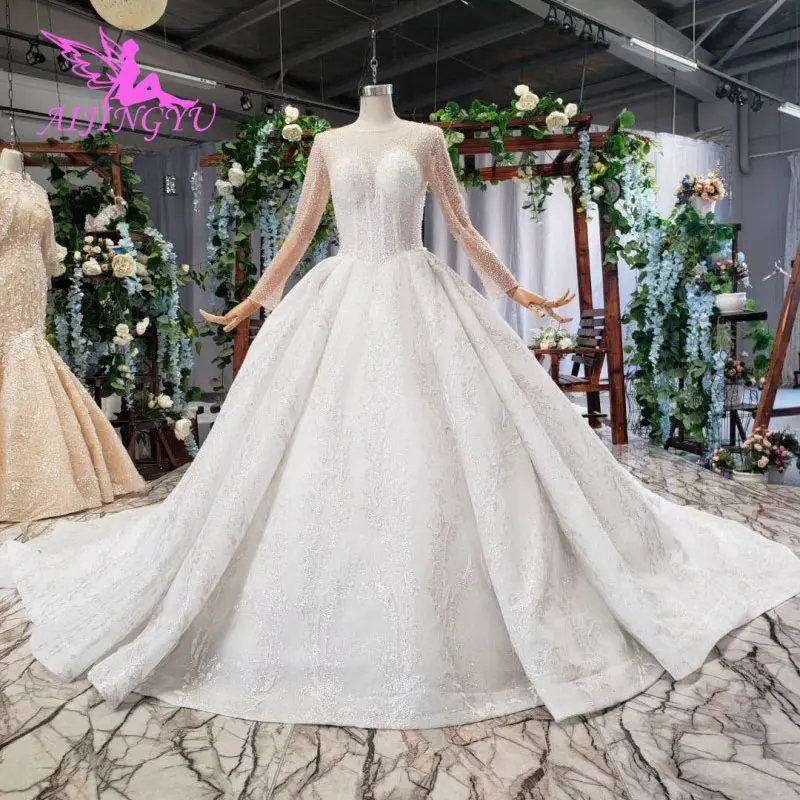 

AIJINGYU Wedding Dress Plain Online Designer Glitter Princess Bride Women Gown