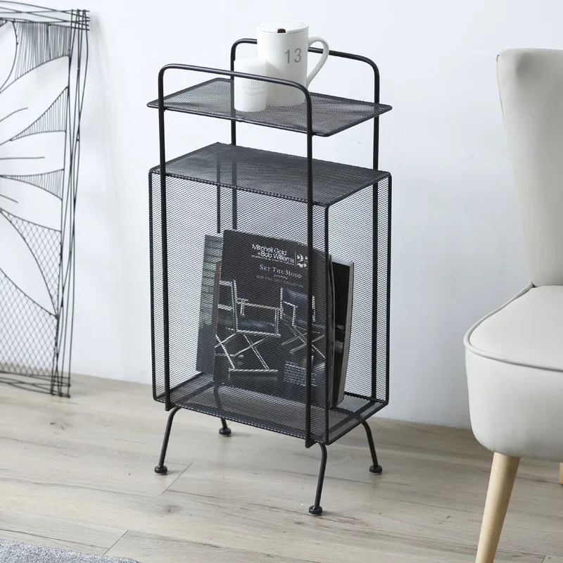 

Nordic Simple Bedroom Storage Book Rack Wrought Iron Living Room Creative Magazine Rack Floor Simple Book Shelf Storage Shelf