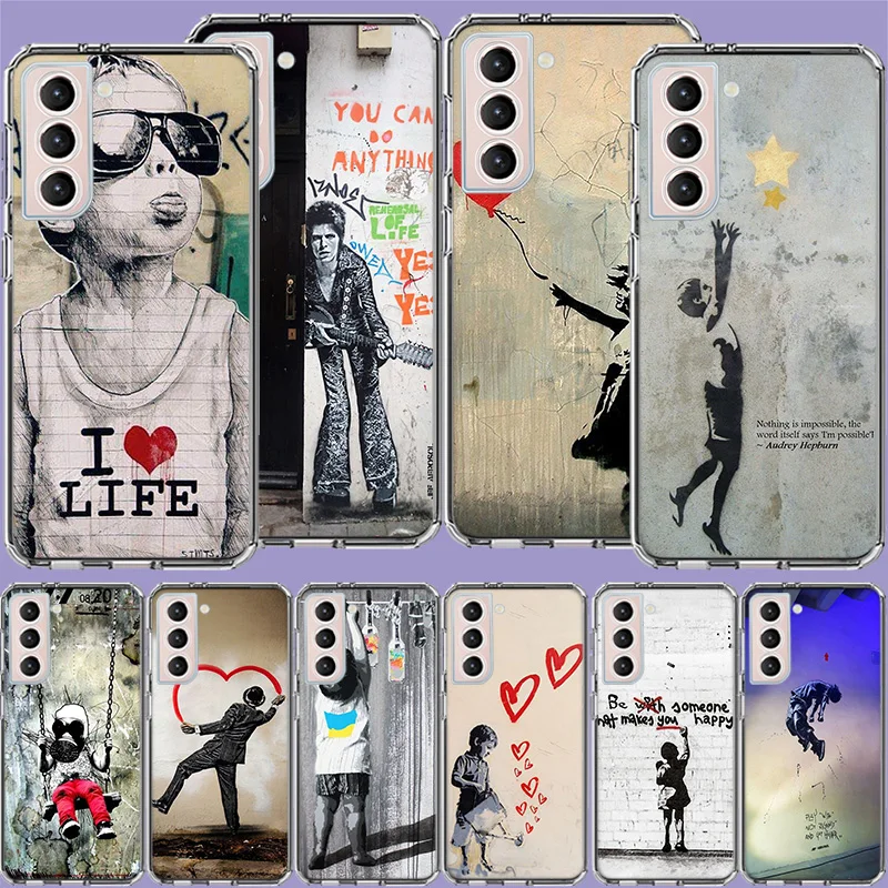 Чехол для телефона с граффити Бэнкси Samsung Galaxy S24 S23 S22 Ultra S21 FE S20 S10 S9 S8 Plus S10E S7 Edge