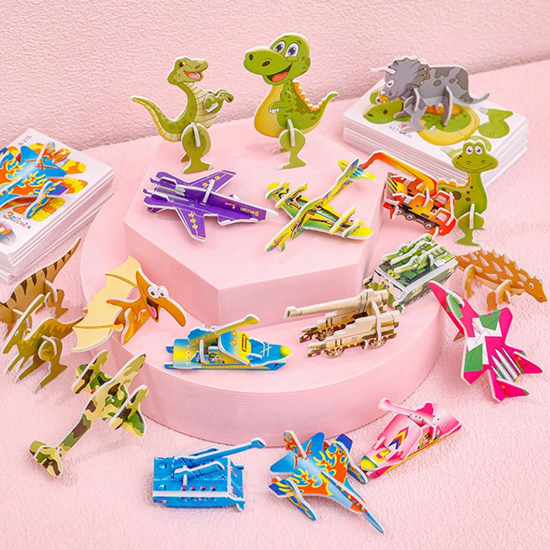 

12pcs Cartoon Tank Plane 3D Puzzle Toy Kids Small Gift Birthday Party Favors Giveaway Souvenir Kindergarten Toys Children Gifts