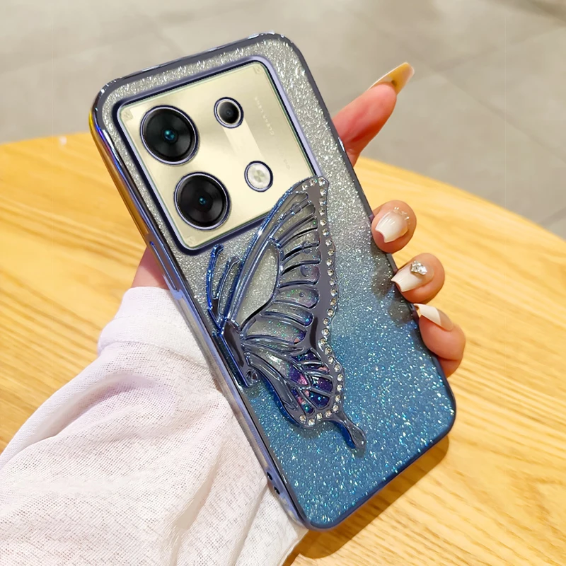 Для Infinix Zero 30 5G чехол для телефона с градиентными блестками бабочками зыбучим