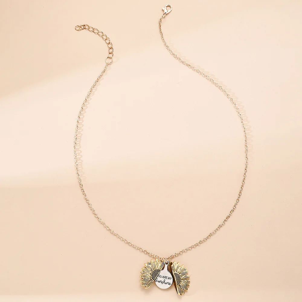 Vintage creative necklace cross-border personality hip hop can open sunflower pendant sunflower ornament