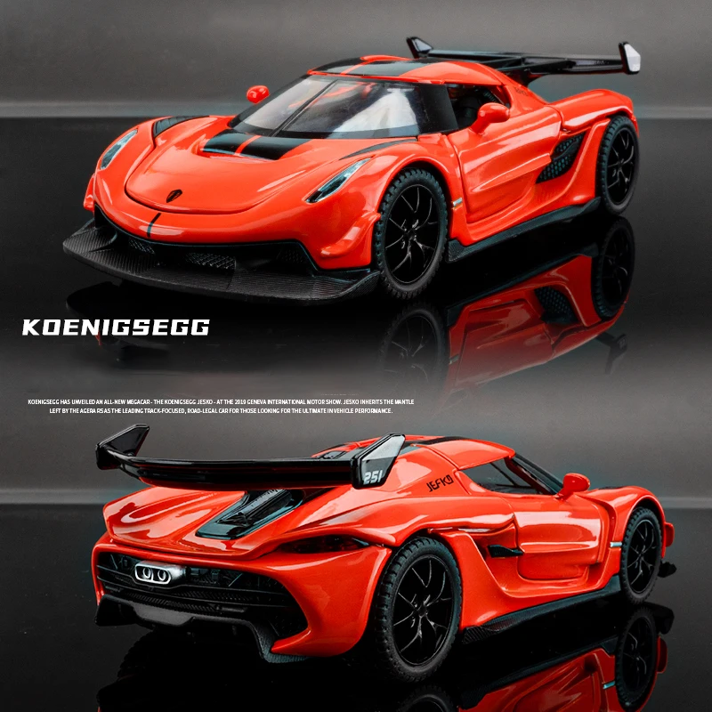 Модель автомобиля Koenigsegg Jesko в масштабе 1:32, модель автомобиля из сплава, литой под давлением автомобиль со звуком и фотомагнитом, игрушечный автомобиль для детей