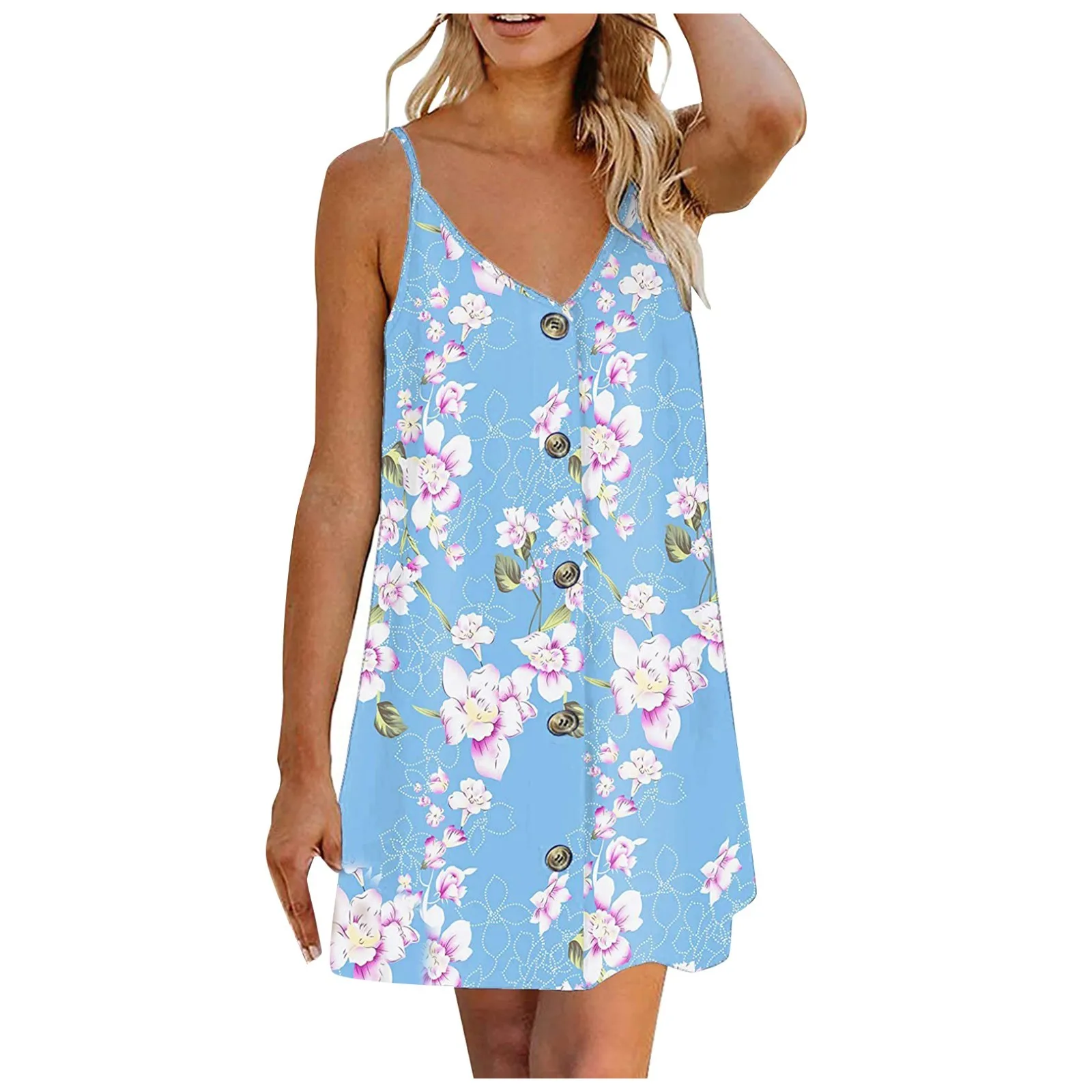 

Женское мини-платье без рукавов, винтажное богемное Макси-платье с цветочным 3d принтом, элегантный пляжный сарафан с цветочным рисунком, ле...