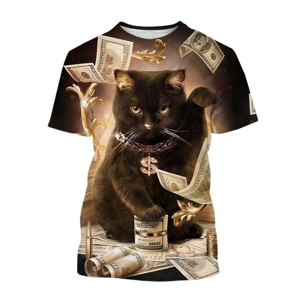TShirt For Men Fun Cute Animal Cat 3D Printed T-shirt Summer Tops Fashion O-neck Imperial Family Style Short Sleeve tubaClothing