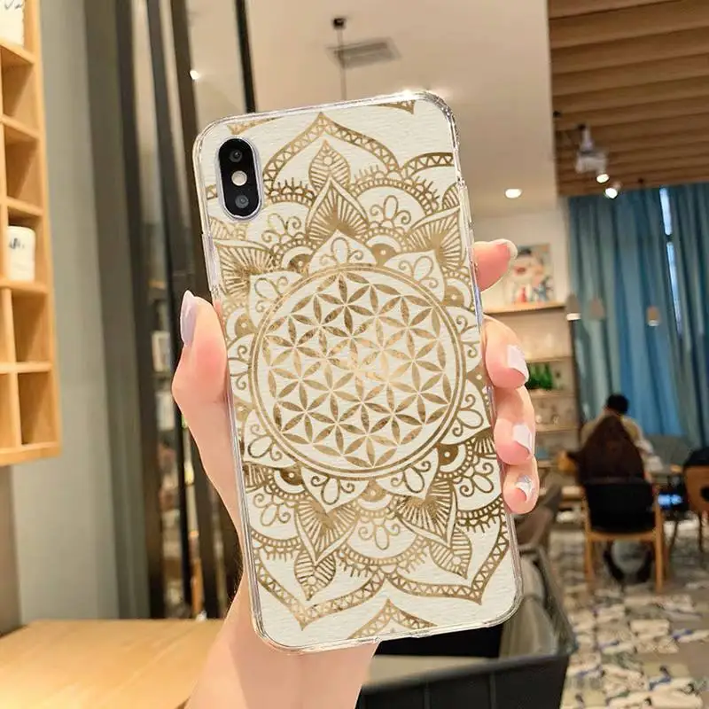 Чехол с цветком жизни в лотосе для телефона iPhone 11 12 Mini 13 Pro XS Max X 8 7 6s Plus 5 SE XR