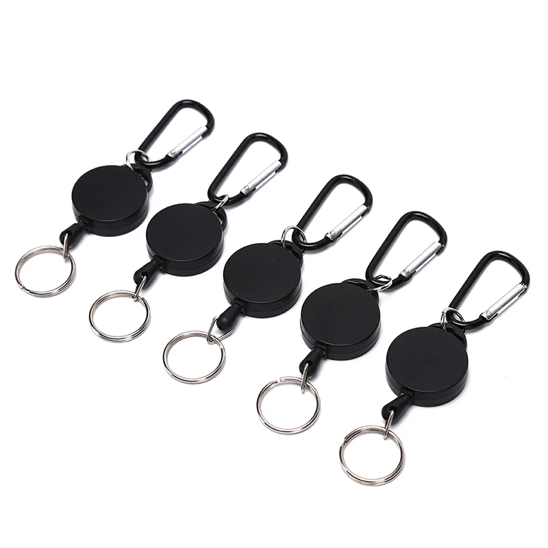 

1Pcs Anti Lost Ski Pass ID Card Holder 60cm Badge Reel Retractable Recoil Key Ring Keyring Steel Cord Black Wire Rope Keychain