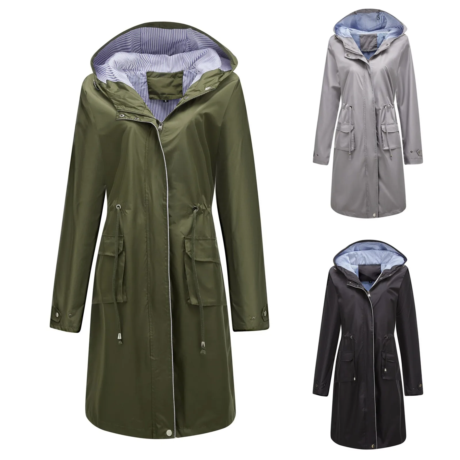 

Women Light Rain Jacket Waterproof Active Outdoor Trench Raincoat With Hood Lightweight jackets for women 2022 куртка женска