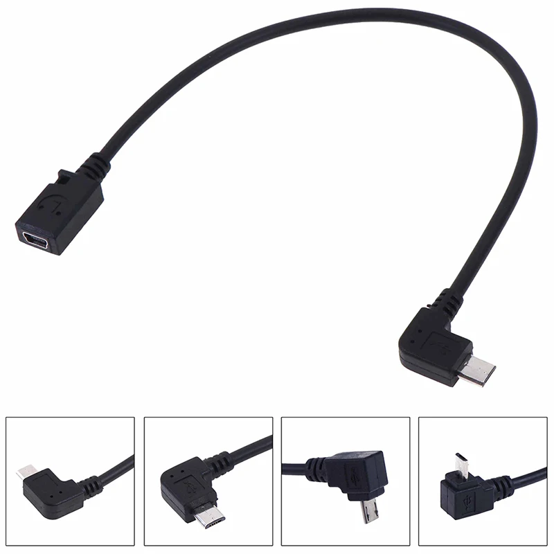 90 Degree Down& Up& Right Left Angled Micro USB 2.0 5Pin Male To Mini Usb Female Extension Connector Adapter Long Plug Connector