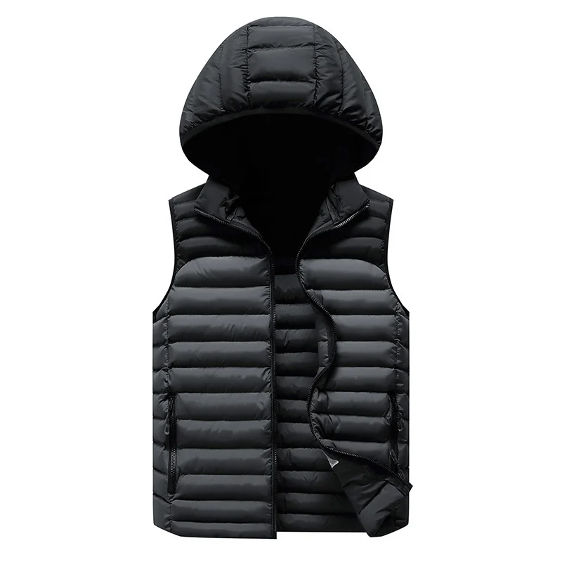 

Mens Winter Sleeveless Jacket Men Down Vest Mens Warm Thick Hooded Coats Male Cotton-Padded Work Waistcoat Gilet Homme Vest