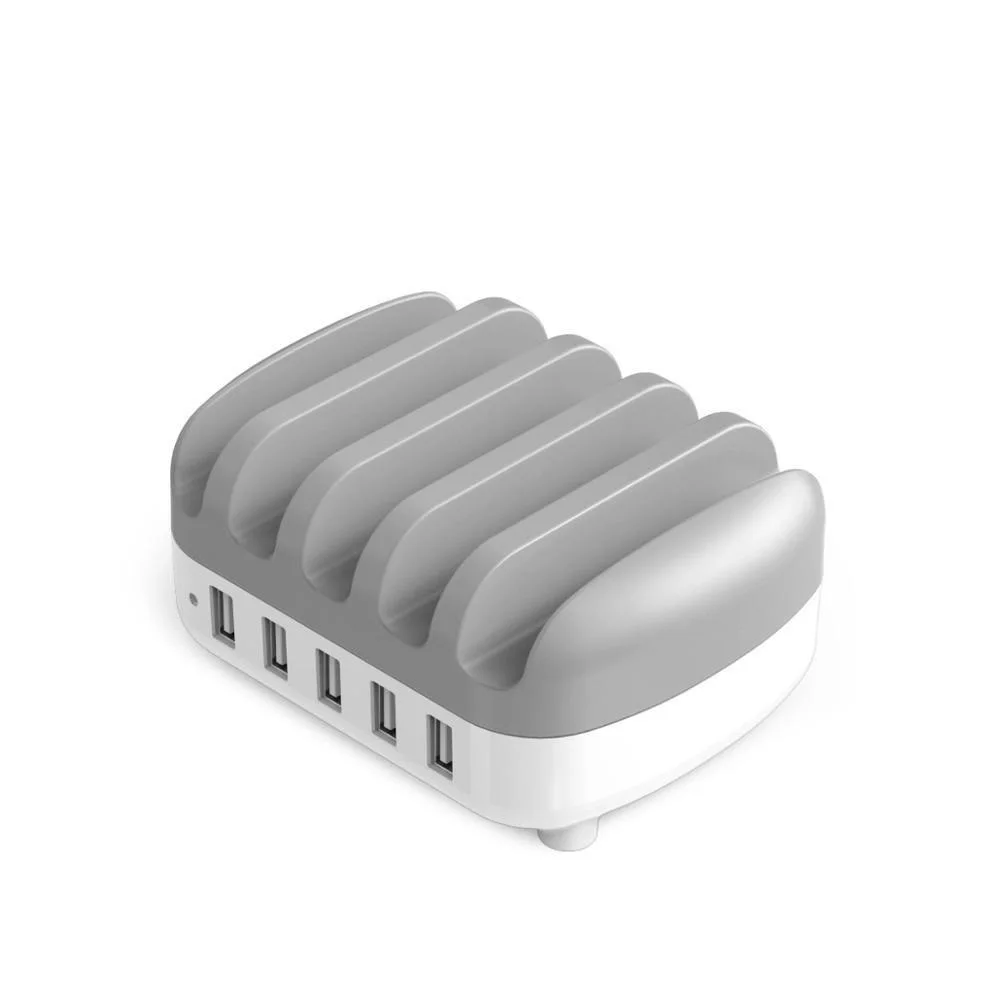 

NEW 5 Port USB Charger Station Dock with Phone Holder 5V2.4A*5 40W Max For Xiaomi Huawei iPhone and Tablet PC