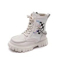 girls tide boots 2022 spring autumn fashion new little princess single boots british style children pockets chain short boots