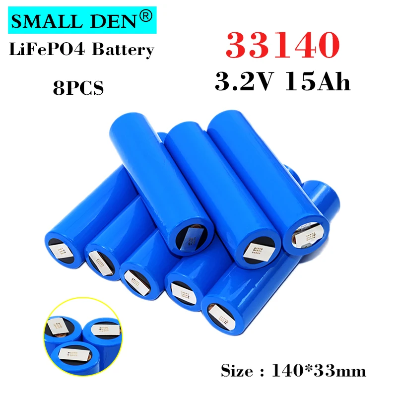 

8PCS 33140 3.2v 15Ah Lifepo4 rechargeable battery High power diy 12v 24V Electric bicycle scooter ebike battery Converted Nickel