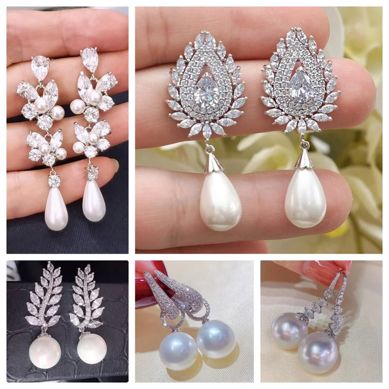 

New Aesthetic Bridal Imitation Pearl Dangle Earrings Luxury Trendy Engagement Wedding Ear Accessories for Women Newly Jewelry