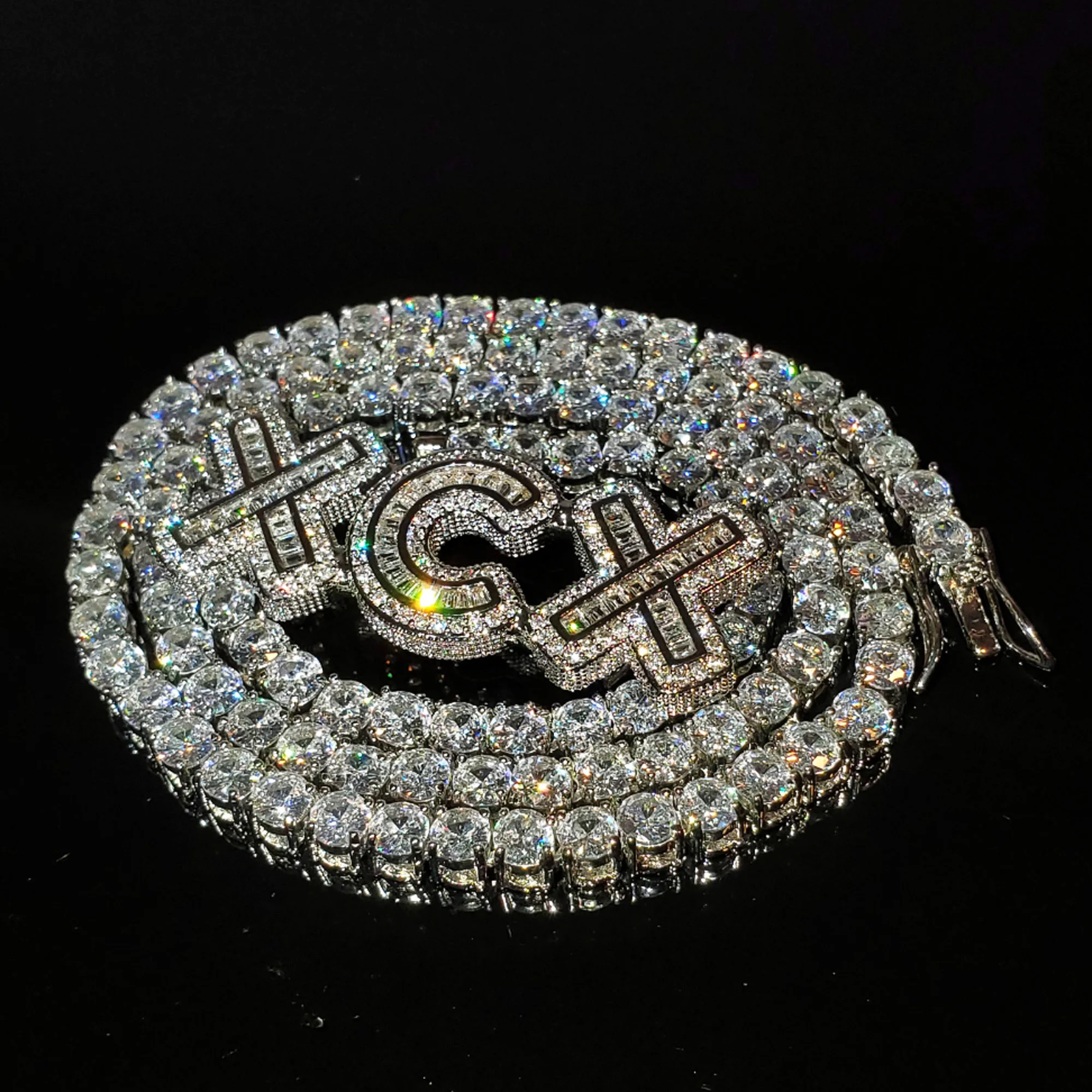 Personalised Nameplat Letters Choker Icy Tennis Chain Custom Name Necklace Birthday Gifts for Her Hot Trendy Accessories