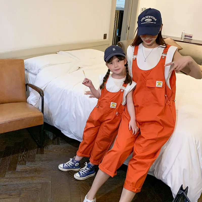 

Mother And Daughter Jumpsuit Outfits 2022 Summer Fashion Baby Girl Overalls Women t Shirt+Pants Jumpsuits Sets For Kids Rompers