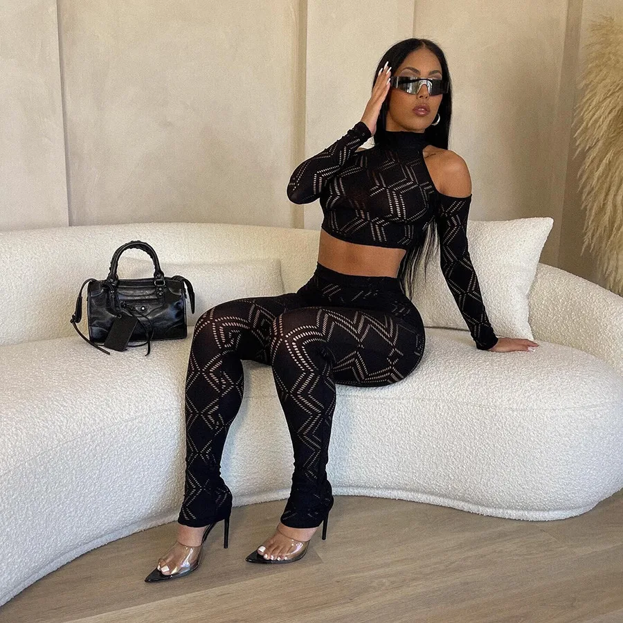 

Женский комплект из двух предметов, с длинным рукавом и высоким воротником