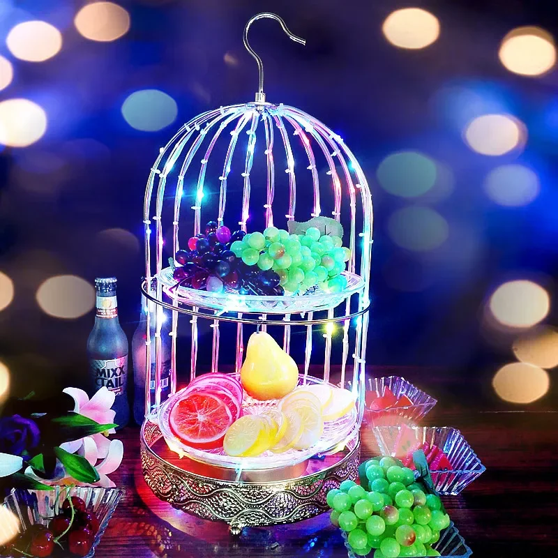 Светящаяся подставка для фруктов снэков креативная бара клетка миска ночная