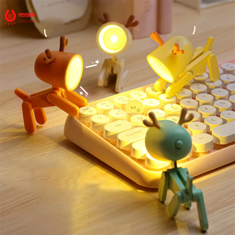 

Kawaii Mini Led Desk Lamp Cute Book Night Light for Bedroom Study Office Reading Eye Protection Small Table Lamp with Battery