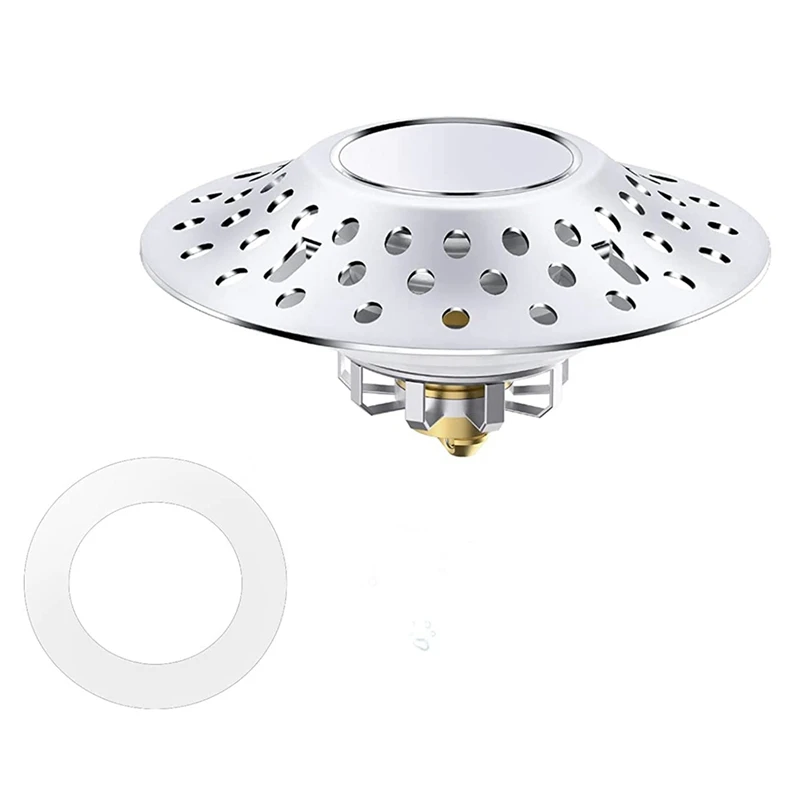 

Bathtub Stopper With Drain Hair Catcher,Universal Bathroom Tub Stopper With Dual Filtration Design,For 1.6-2.0 Inch Hole