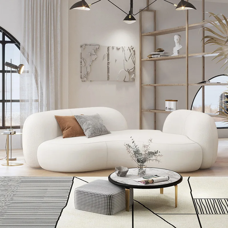 

Multi-person Couch Light Luxury Curved Sofa Sofa Width Fabric Style Filling Modern Minimalist Designer Creative Living Room Home